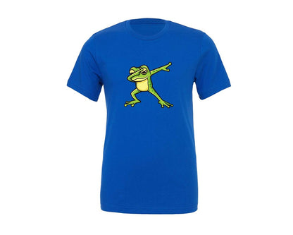 brand:Generic|color:True Royal Blue|Cartoon Frog Dabbing Illustration Graphic T-Shirt