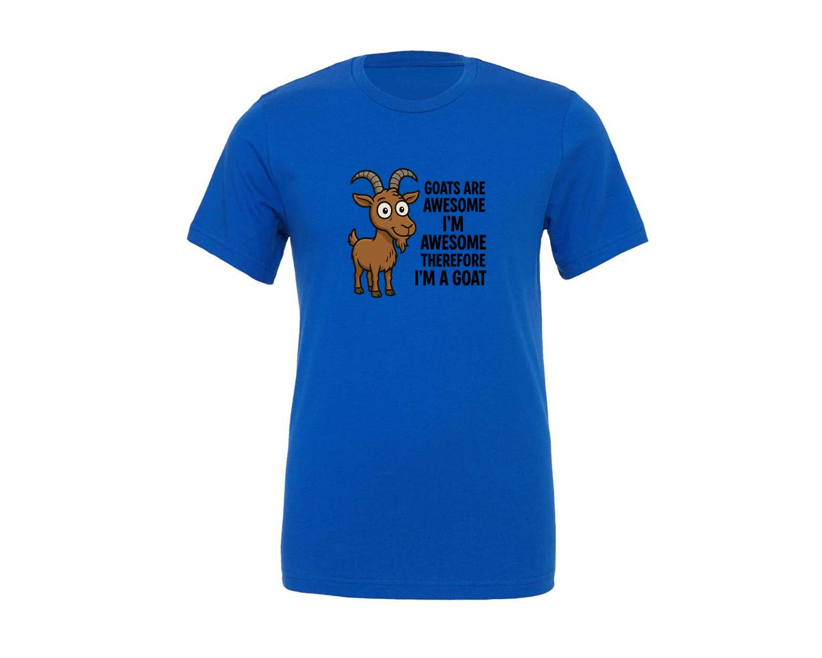 brand:Generic|color:True Royal Blue|Goats Are Awesome Funny Cartoon T Shirt Graphic T-Shirt