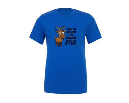 brand:Generic|color:True Royal Blue|Goats Are Awesome Funny Cartoon T Shirt Graphic T-Shirt