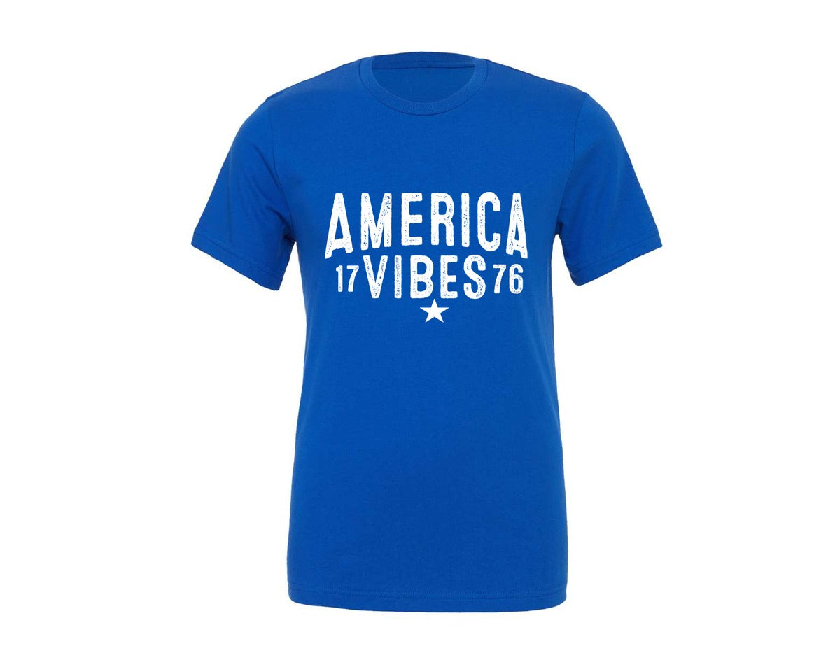 brand:Generic|color:True Royal Blue|America Vibes 1776 4Th Of July Graphic T-Shirt