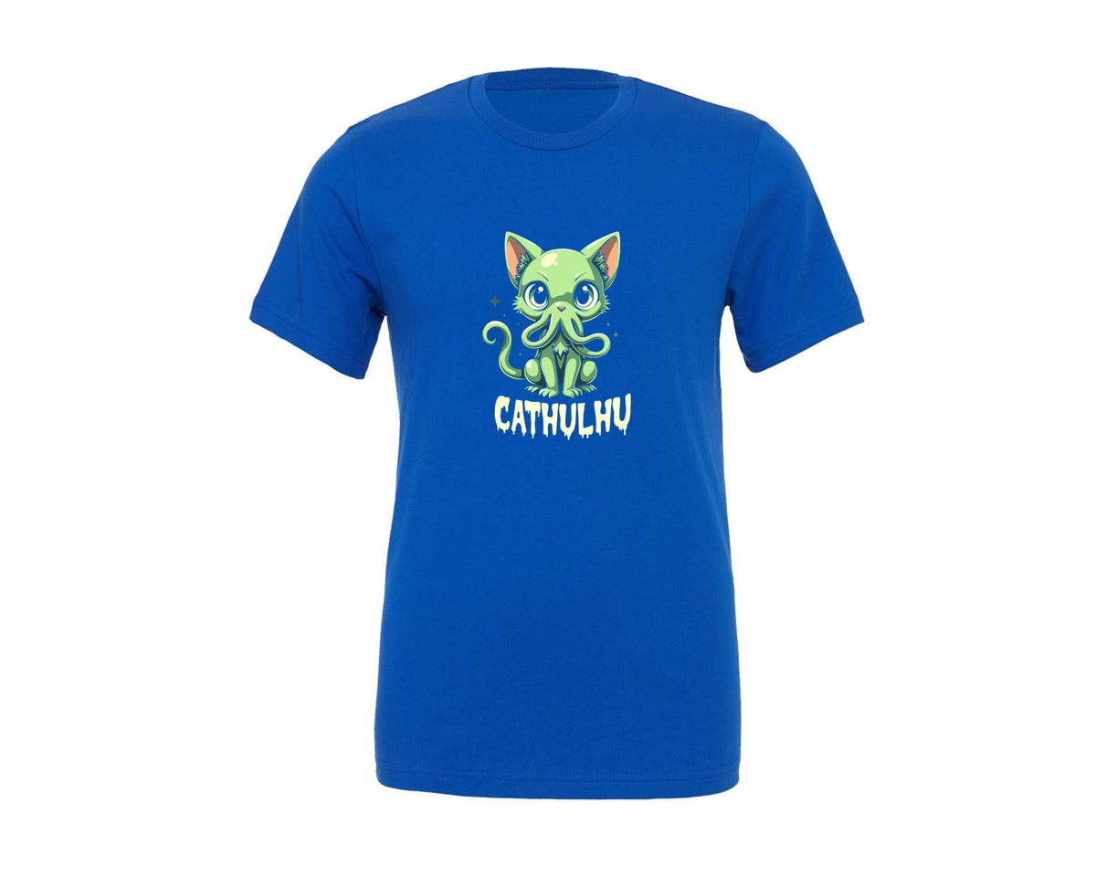 brand:Generic|color:True Royal Blue|Cathulhu Funny Cute Monster Cat Humor Graphic T-Shirt