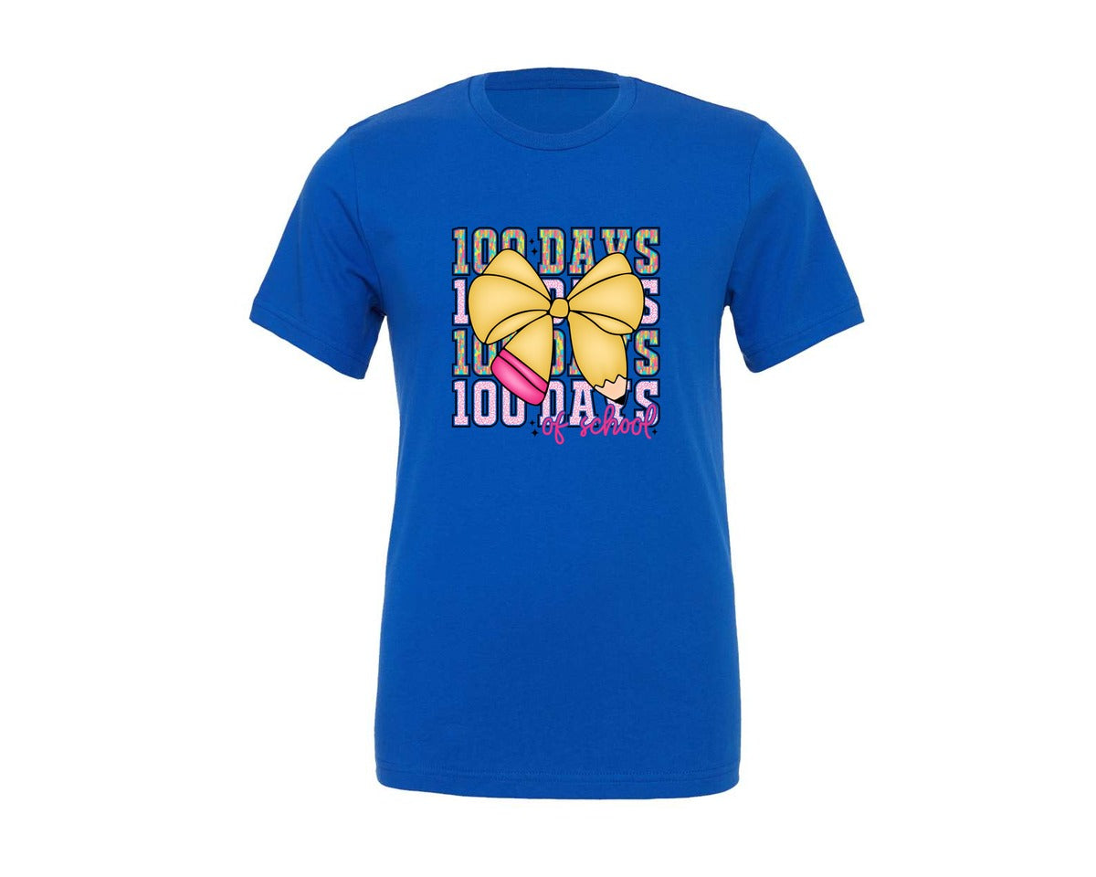 brand:Generic|color:True Royal Blue|Happy 100 Days Of School Coquette B Graphic T-Shirt
