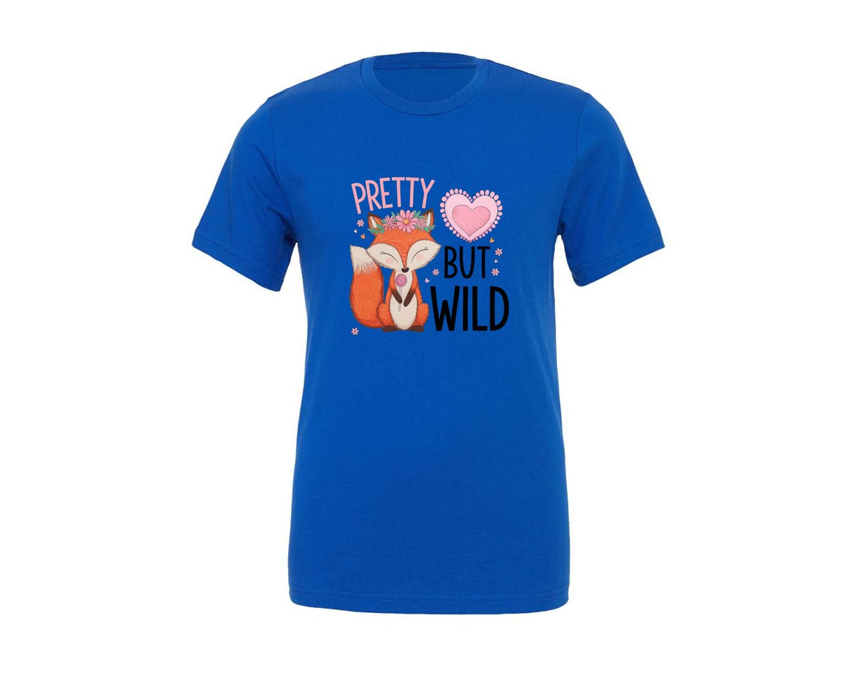 brand:Generic|color:True Royal Blue|Baby Fox Pretty But Wild Kids Graphic T-Shirt