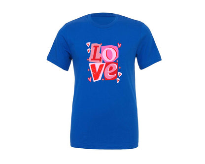 brand:Generic|color:True Royal Blue|Love Valentine Ransom Letter Graphic T-Shirt