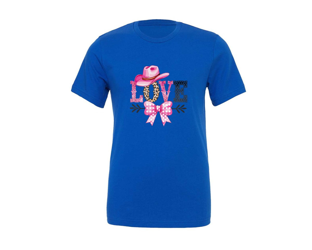 brand:Generic|color:True Royal Blue|Western Cowgirl Love Coquette Bow Graphic T-Shirt