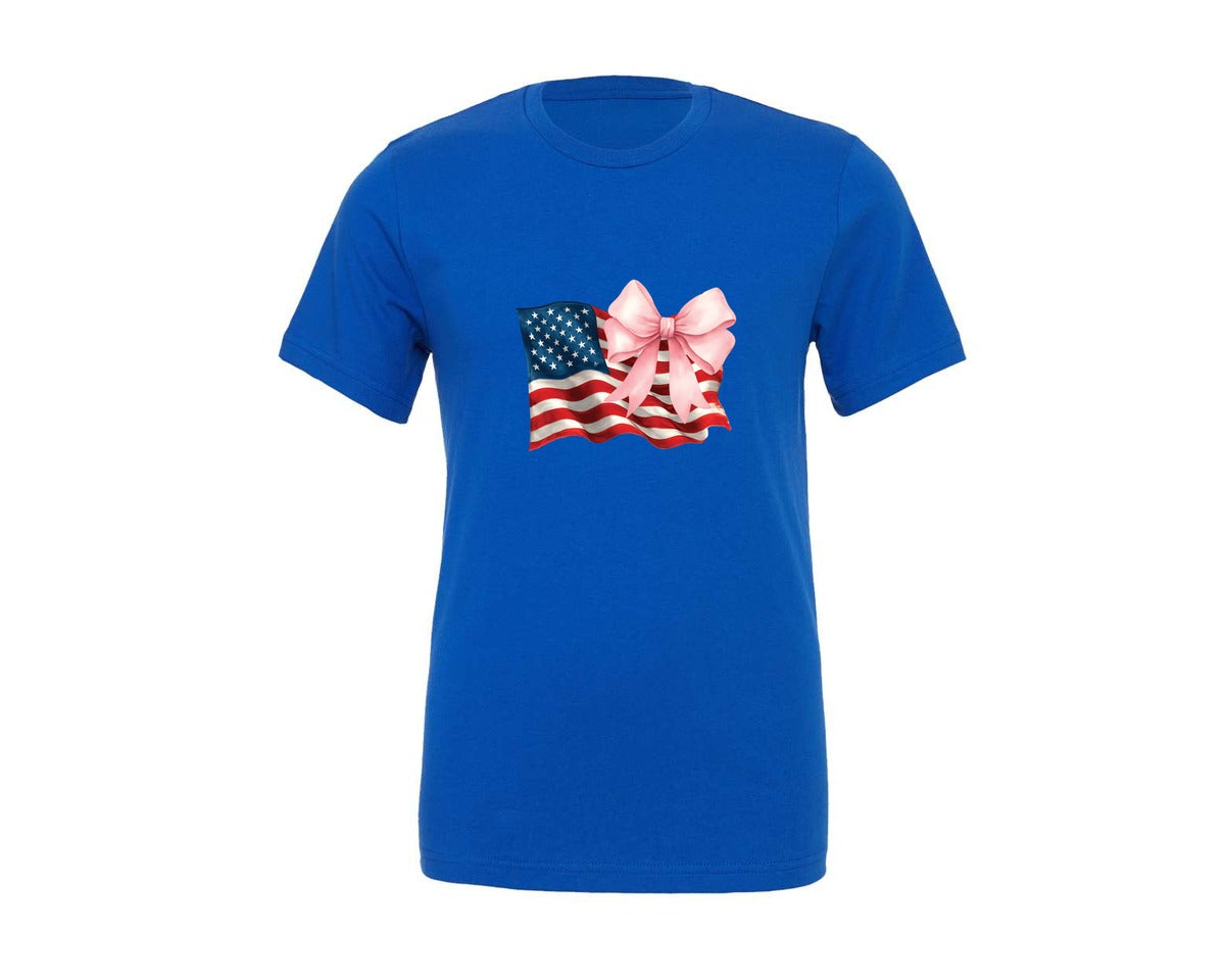 brand:Generic|color:True Royal Blue|4Th Of July Distressed Coquette Graphic T-Shirt