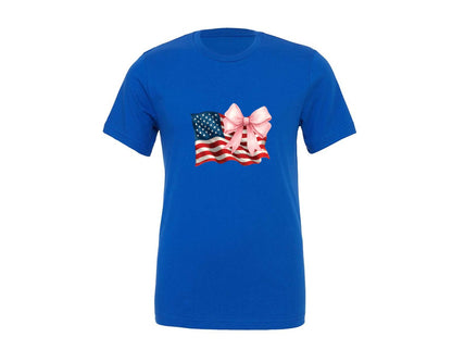 brand:Generic|color:True Royal Blue|4Th Of July Distressed Coquette Graphic T-Shirt
