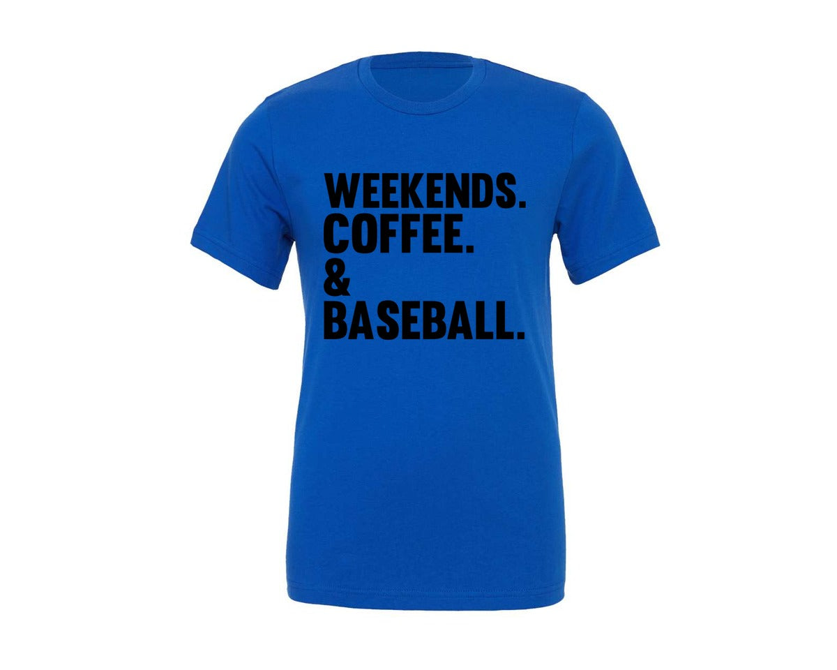 brand:Generic|color:True Royal Blue|Weekends Coffee Baseball Tshirt Design Graphic T-Shirt