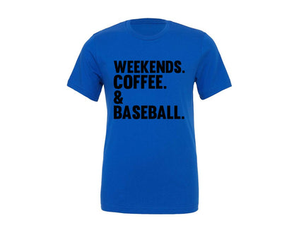 brand:Generic|color:True Royal Blue|Weekends Coffee Baseball Tshirt Design Graphic T-Shirt