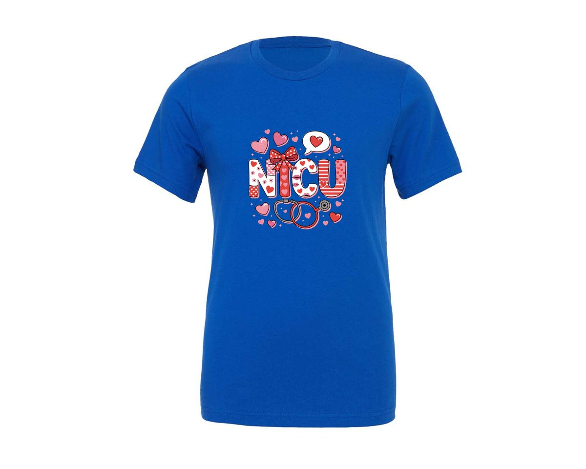 brand:Generic|color:True Royal Blue|Nicu Nurse Valentine Nurse Graphic T-Shirt