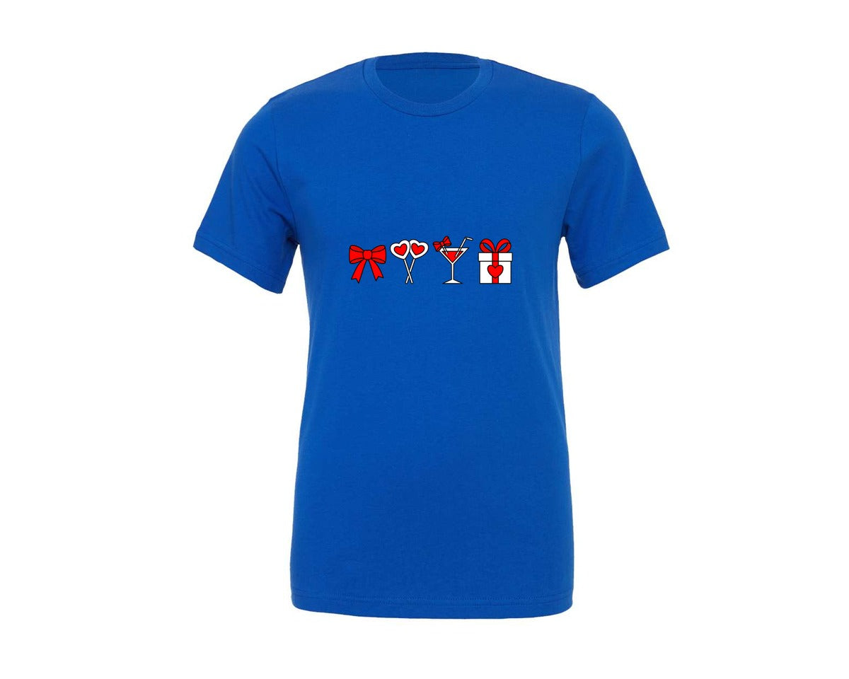 brand:Generic|color:True Royal Blue|Coquette Valentine Embroidery Design Graphic T-Shirt