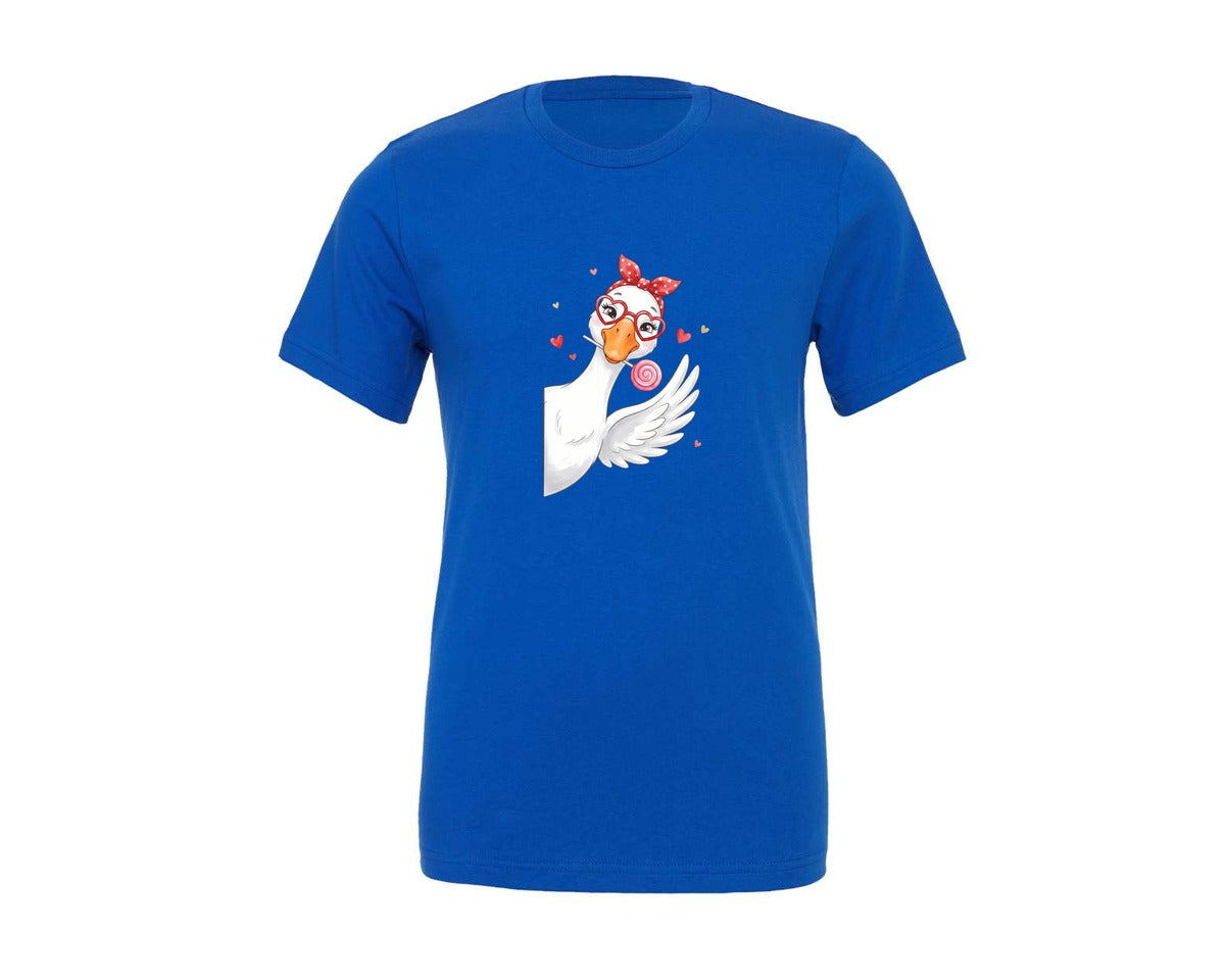 brand:Generic|color:True Royal Blue|Cute Goose Valentines Day Graphic T-Shirt