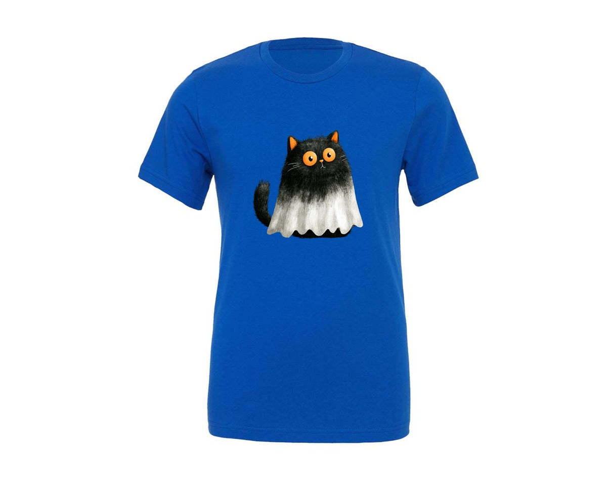 brand:Generic|color:True Royal Blue|Halloween Ghost And Cat 8 Graphic T-Shirt