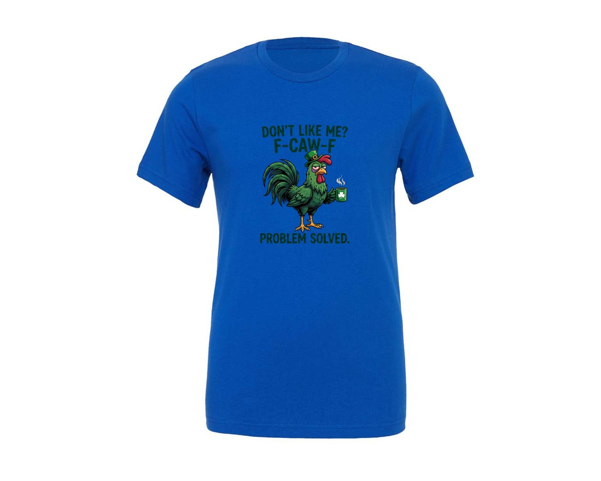 brand:Generic|color:True Royal Blue|Funny St Patricks Chicken Coffee Graphic T-Shirt