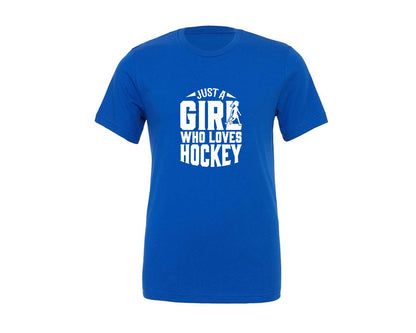 brand:Generic|color:True Royal Blue|Girl Who Loves Hockey Hockey Graphic T-Shirt