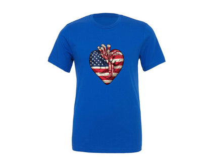 brand:Generic|color:True Royal Blue|4Th Of July Usa Heart Hand Sign Graphic T-Shirt
