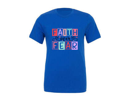 brand:Generic|color:True Royal Blue|Faith Over Fear Christian Valentine Graphic T-Shirt