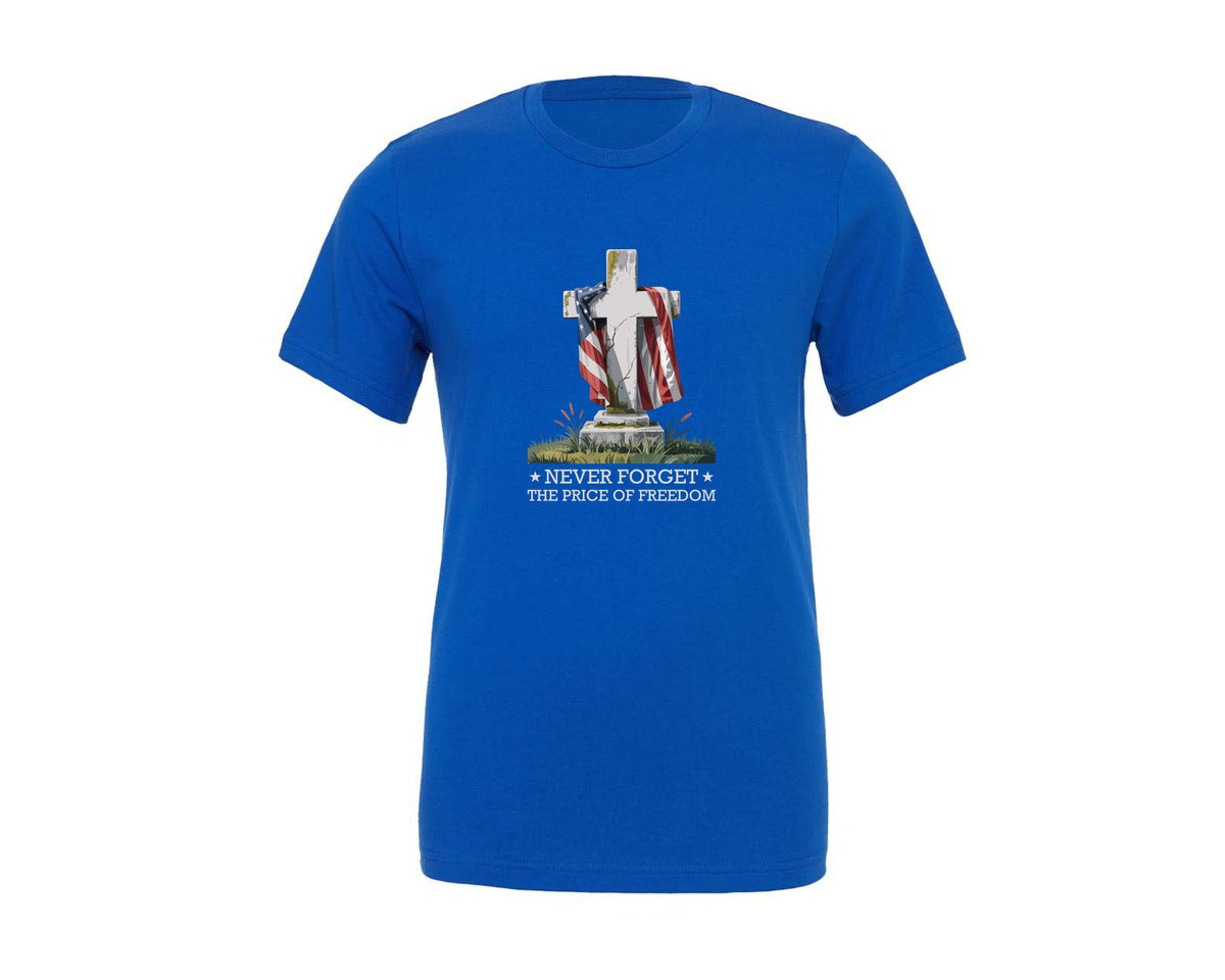 brand:Generic|color:True Royal Blue|Never Forget The Price Of Freedom Design Graphic T-Shirt