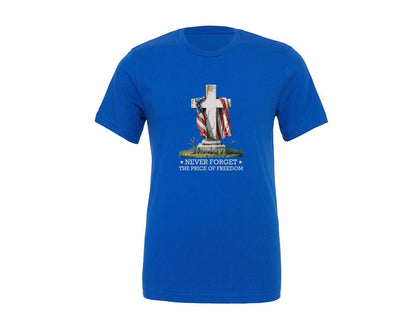 brand:Generic|color:True Royal Blue|Never Forget The Price Of Freedom Design Graphic T-Shirt