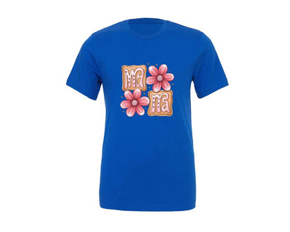 brand:Generic|color:True Royal Blue|Mama Cookie Floral For Mom Gift Graphic T-Shirt