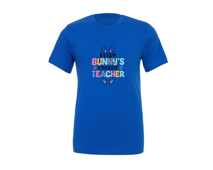 brand:Generic|color:True Royal Blue|Every Bunnys Favorite Teacher Easter 9 Graphic T-Shirt