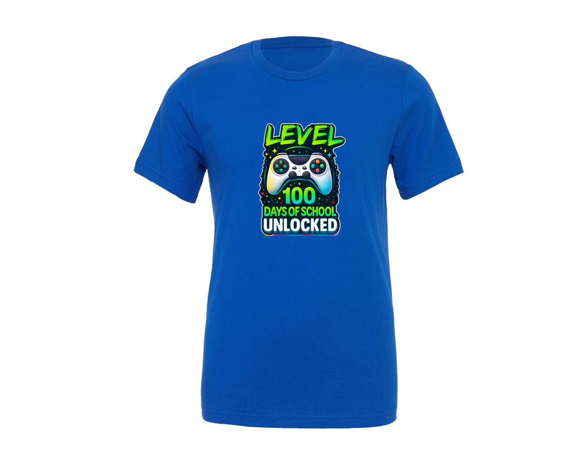 brand:Generic|color:True Royal Blue|Level 100 Day Of School Shirt Design Graphic T-Shirt