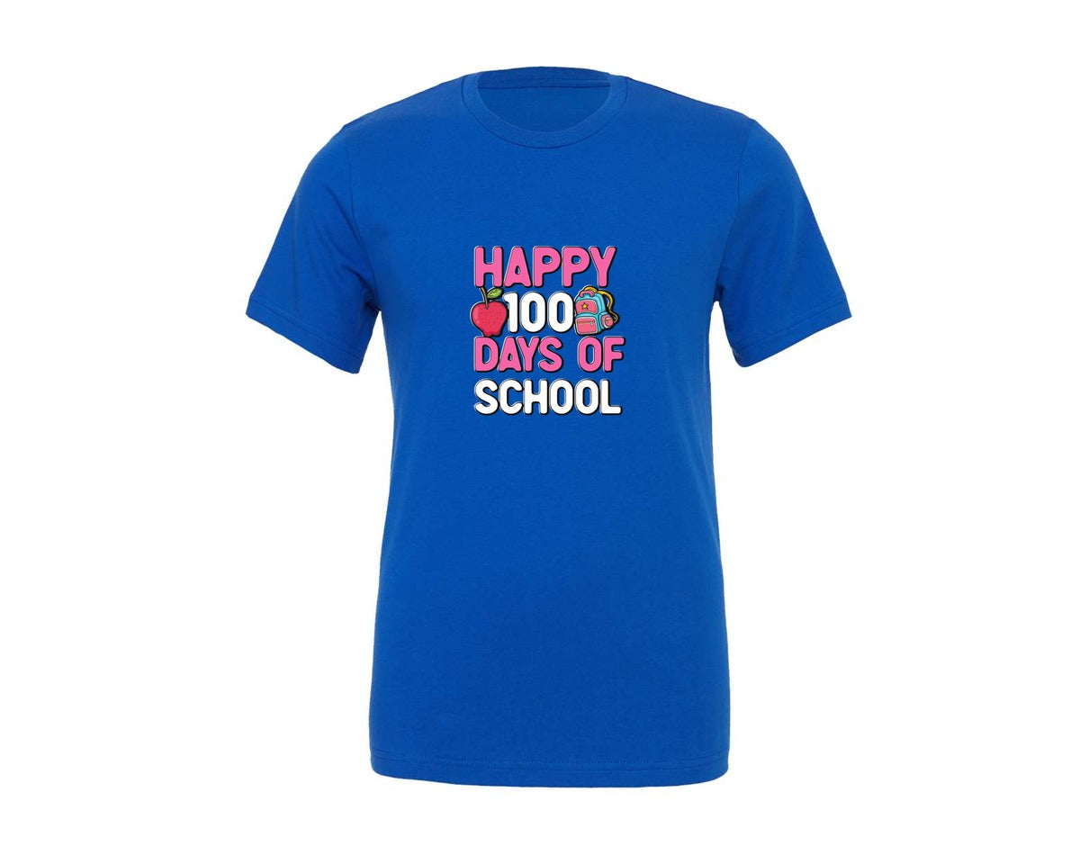 brand:Generic|color:True Royal Blue|Happy 100 Days Of School Cut File 8 Graphic T-Shirt