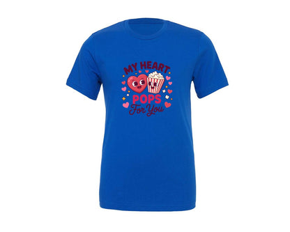 brand:Generic|color:True Royal Blue|Retro My Heart Pops For You 3 Graphic T-Shirt