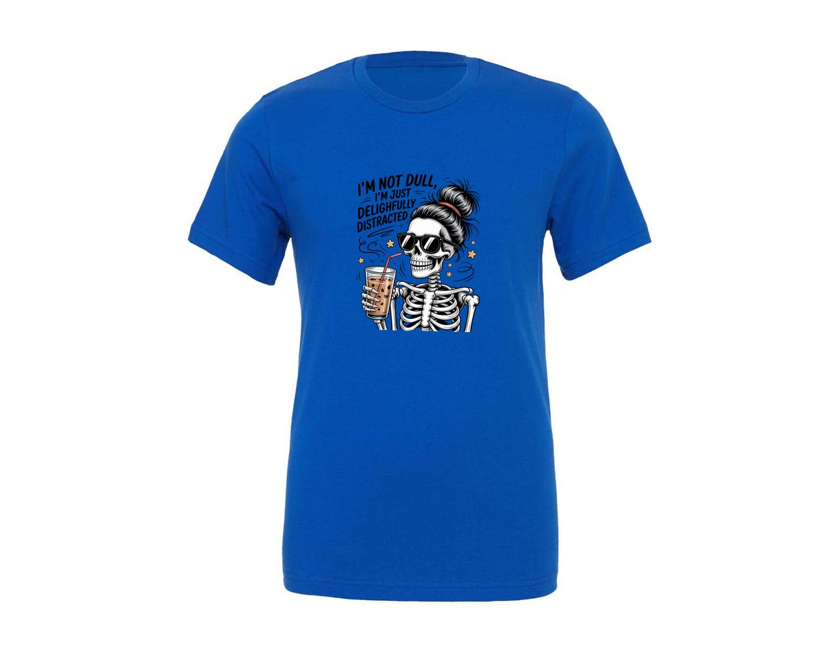 brand:Generic|color:True Royal Blue|Funny Skull Coffee Lover Sarcastic Shirt Graphic T-Shirt