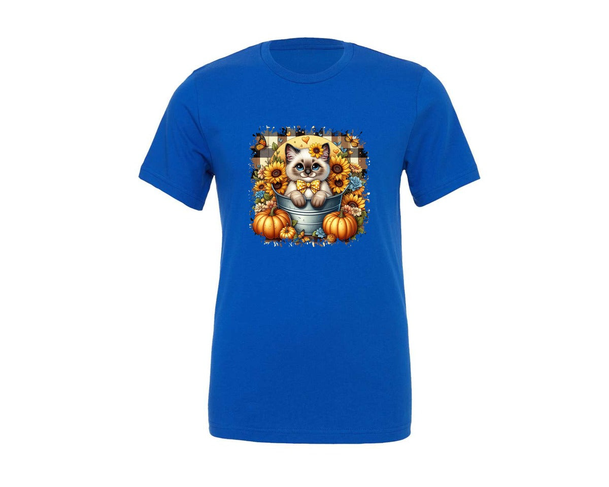 brand:Generic|color:True Royal Blue|Autumn Cat Square Tshirt 20 Graphic T-Shirt