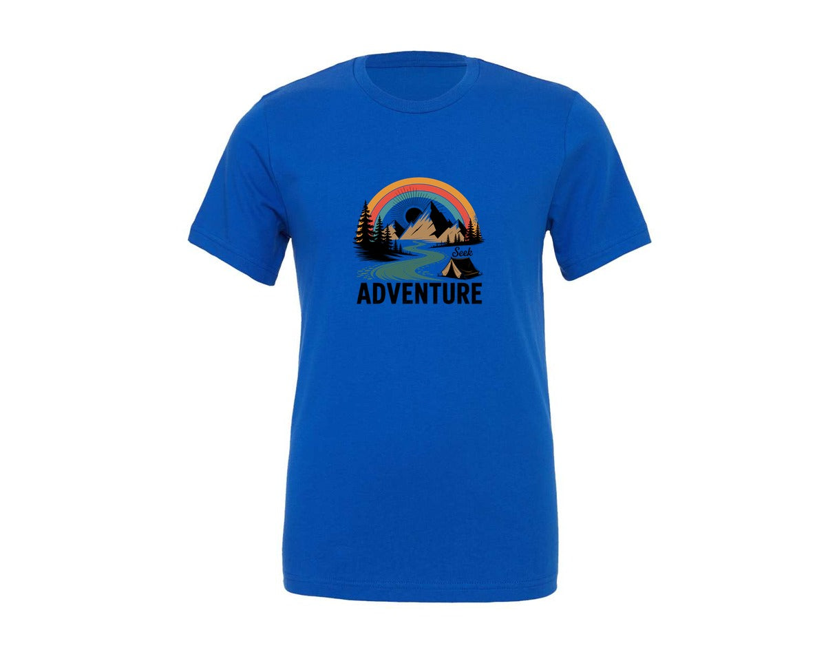 brand:Generic|color:True Royal Blue|Camping Seek Adventure Shirt Graphic T-Shirt