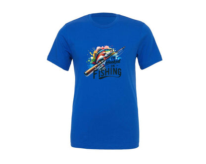 brand:Generic|color:True Royal Blue|Im Hooked On Fishing Graphic T-Shirt