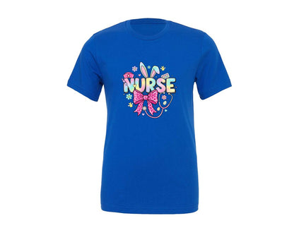 brand:Generic|color:True Royal Blue|Easter Nurse Coquette 2 Graphic T-Shirt