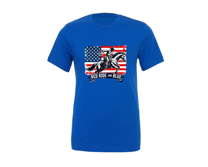 brand:Generic|color:True Royal Blue|American Cowboy Rodeo Graphic T-Shirt