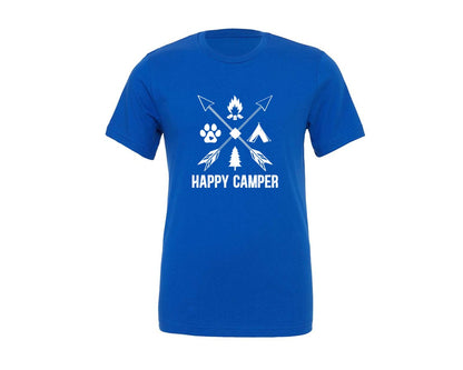 brand:Generic|color:True Royal Blue|Happy Camper Camp Life Funny Shirt Graphic T-Shirt