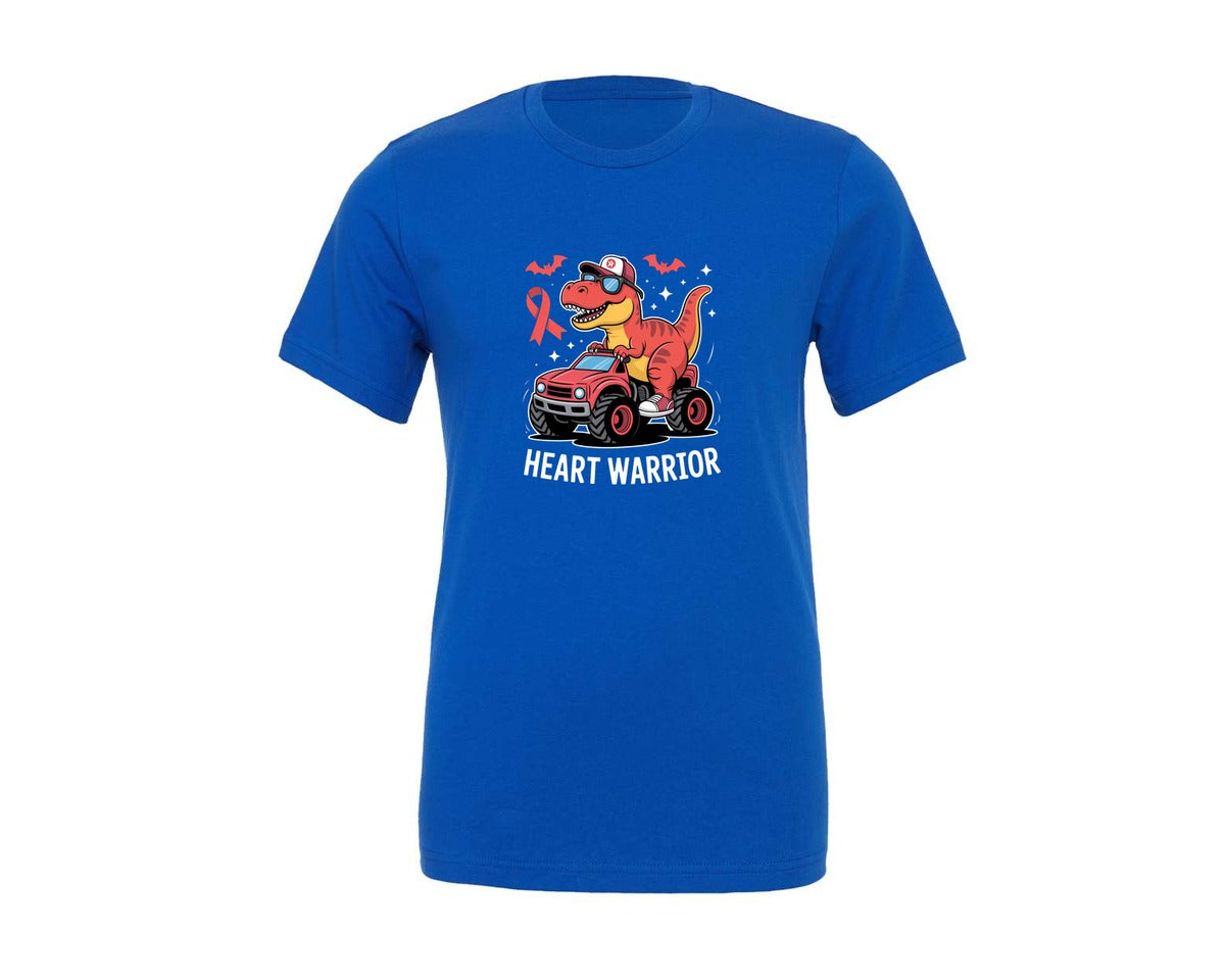brand:Generic|color:True Royal Blue|Heart Warrior Dinosaur Cute Dino Graphic T-Shirt
