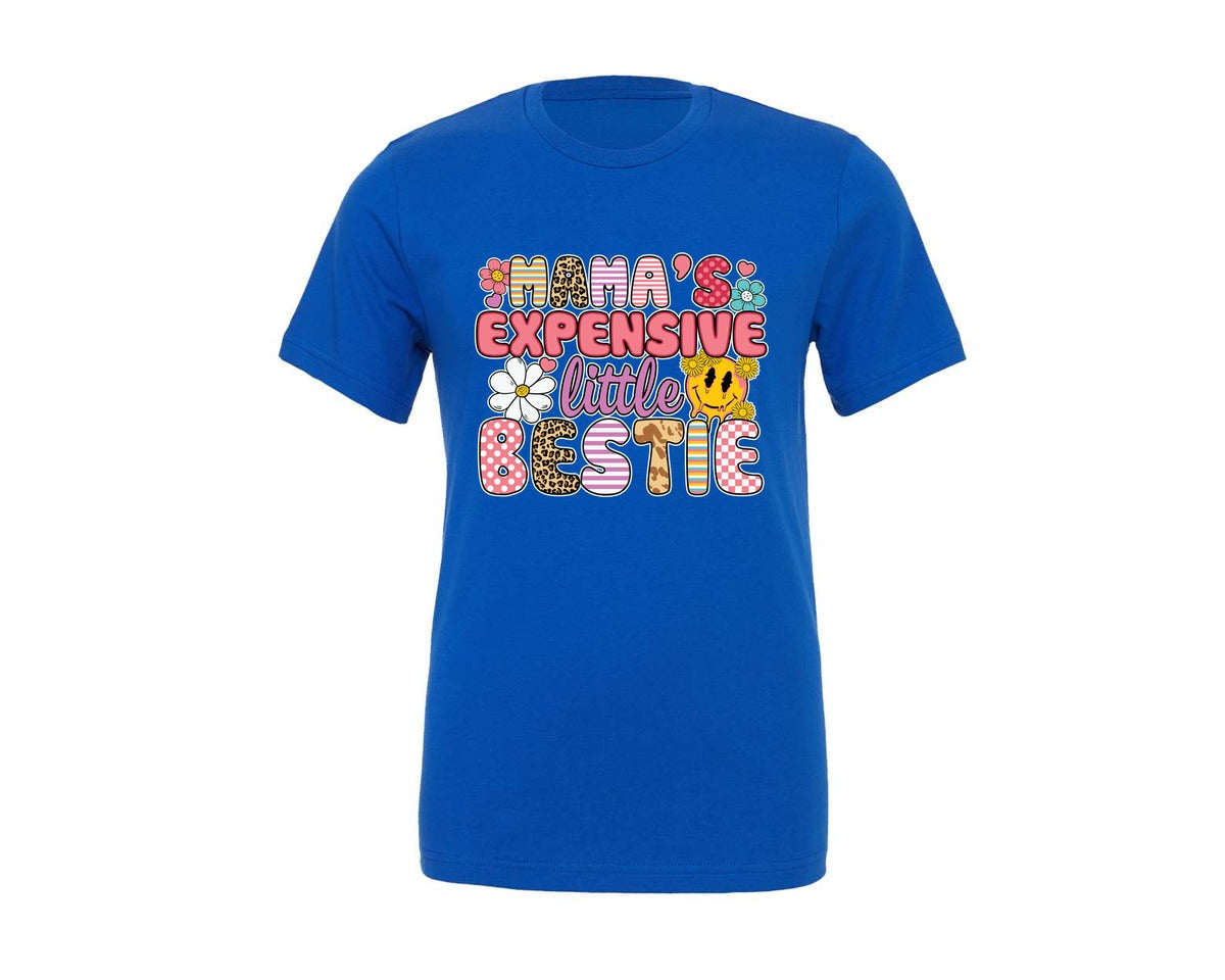 brand:Generic|color:True Royal Blue|Mamas Expensive Little Bestie 9 Graphic T-Shirt