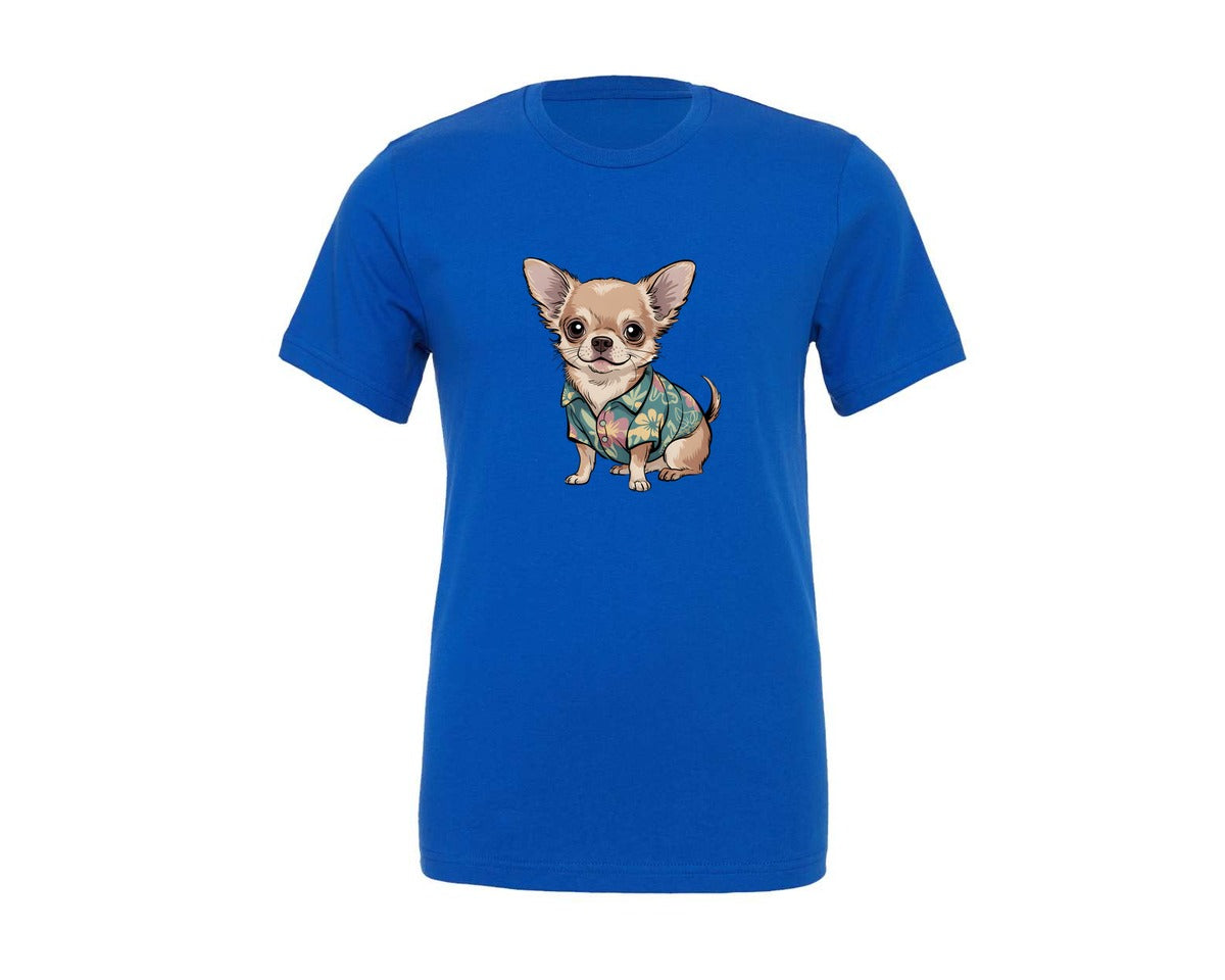 brand:Generic|color:True Royal Blue|Summer Beach With Chihuahua 12 Graphic T-Shirt
