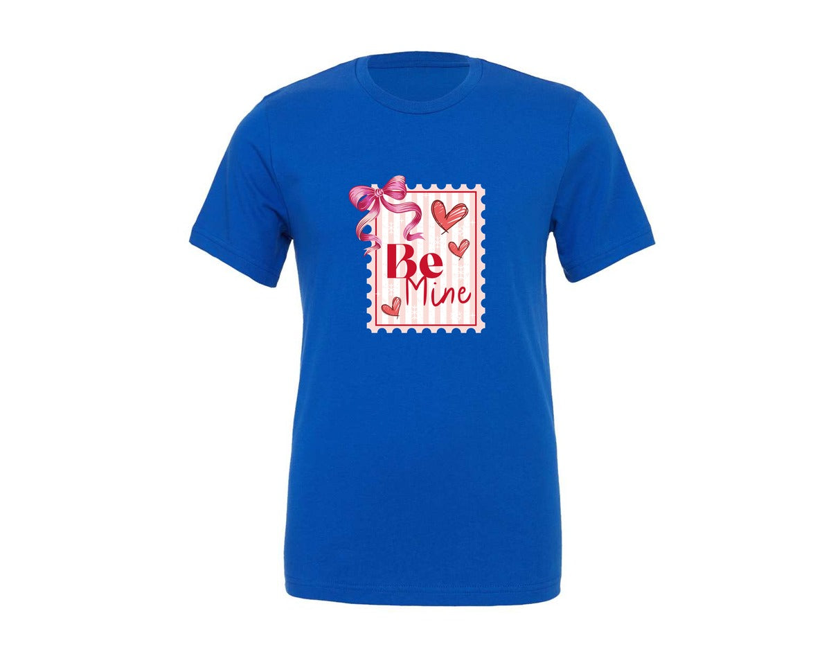 brand:Generic|color:True Royal Blue|Coquette Bow Valentine Postage Stamp Graphic T-Shirt