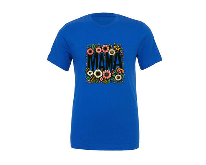 brand:Generic|color:True Royal Blue|Floral Mama Mama Graphic T-Shirt