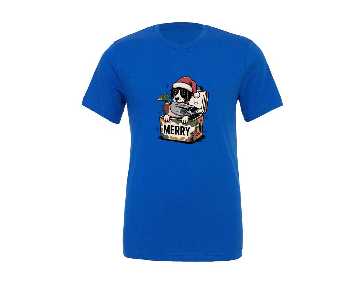 brand:Generic|color:True Royal Blue|Duck Hunting Dog Christmas Camo Graphic T-Shirt