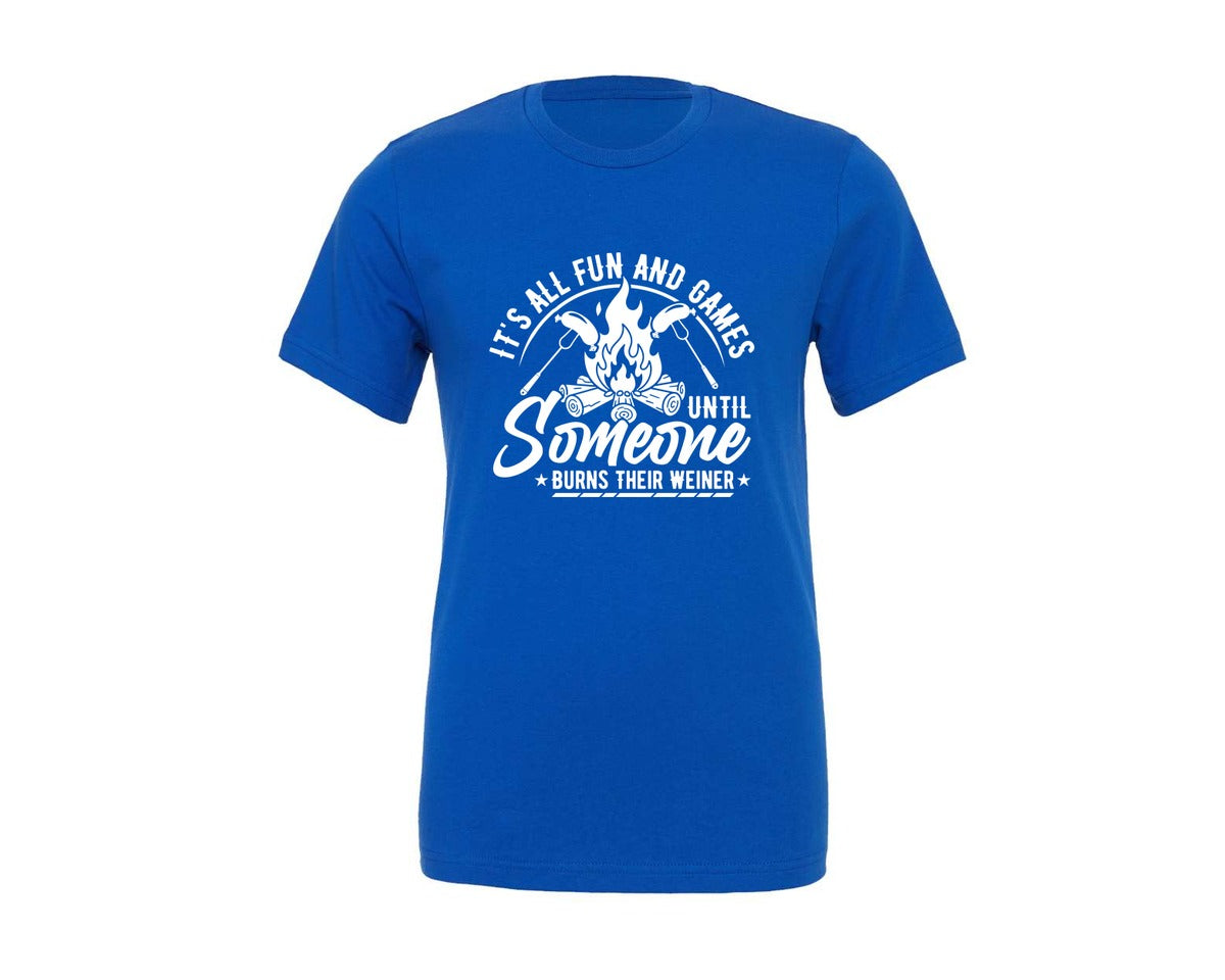 brand:Generic|color:True Royal Blue|Funny Campfire Outdoor Graphic T-Shirt