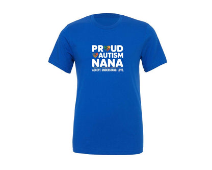brand:Generic|color:True Royal Blue|Proud Autism Awareness Nana Graphic T-Shirt