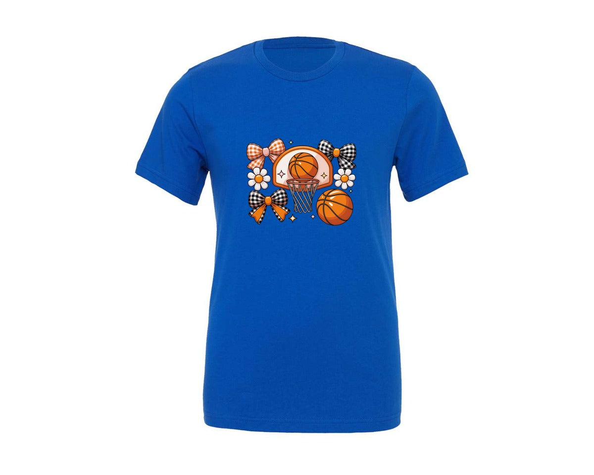 brand:Generic|color:True Royal Blue|Basketball Coquette Game Day Basket 2 Graphic T-Shirt