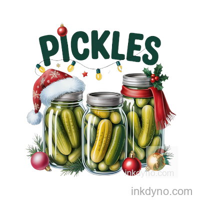 Festive Pickles In Jars Holiday Design — DTF Transfer – Ready to Press