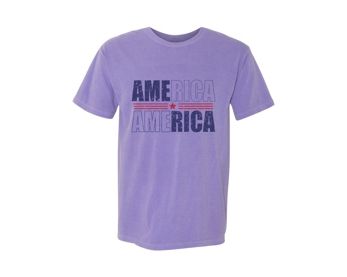 brand:Comfort Colors|color:Violet|America Patriotic Graphic T-Shirt