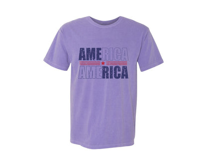 brand:Comfort Colors|color:Violet|America Patriotic Graphic T-Shirt