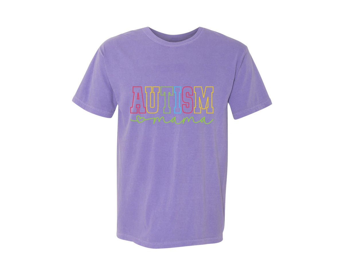 brand:Comfort Colors|color:Violet|Autism Mama Awareness Graphic T-Shirt