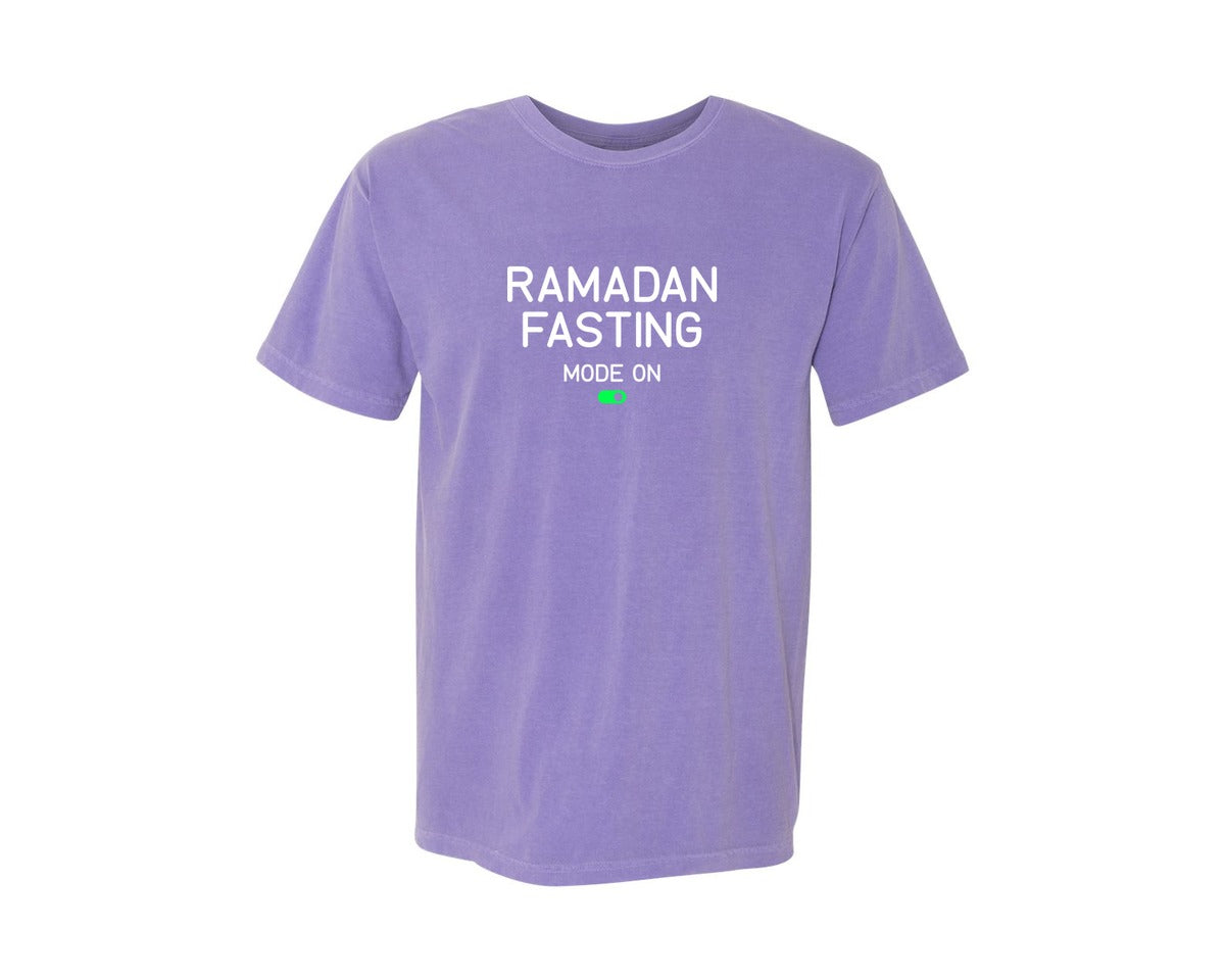 brand:Comfort Colors|color:Violet|Ramadan Fasting Mode On Ramadan Typogra Graphic T-Shirt
