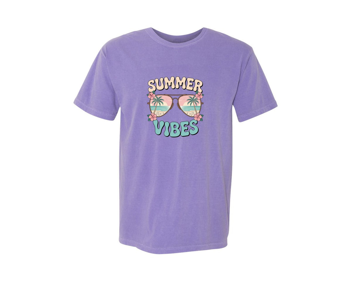 brand:Comfort Colors|color:Violet|Summer Vibes Shirt Vacation Graphic T-Shirt